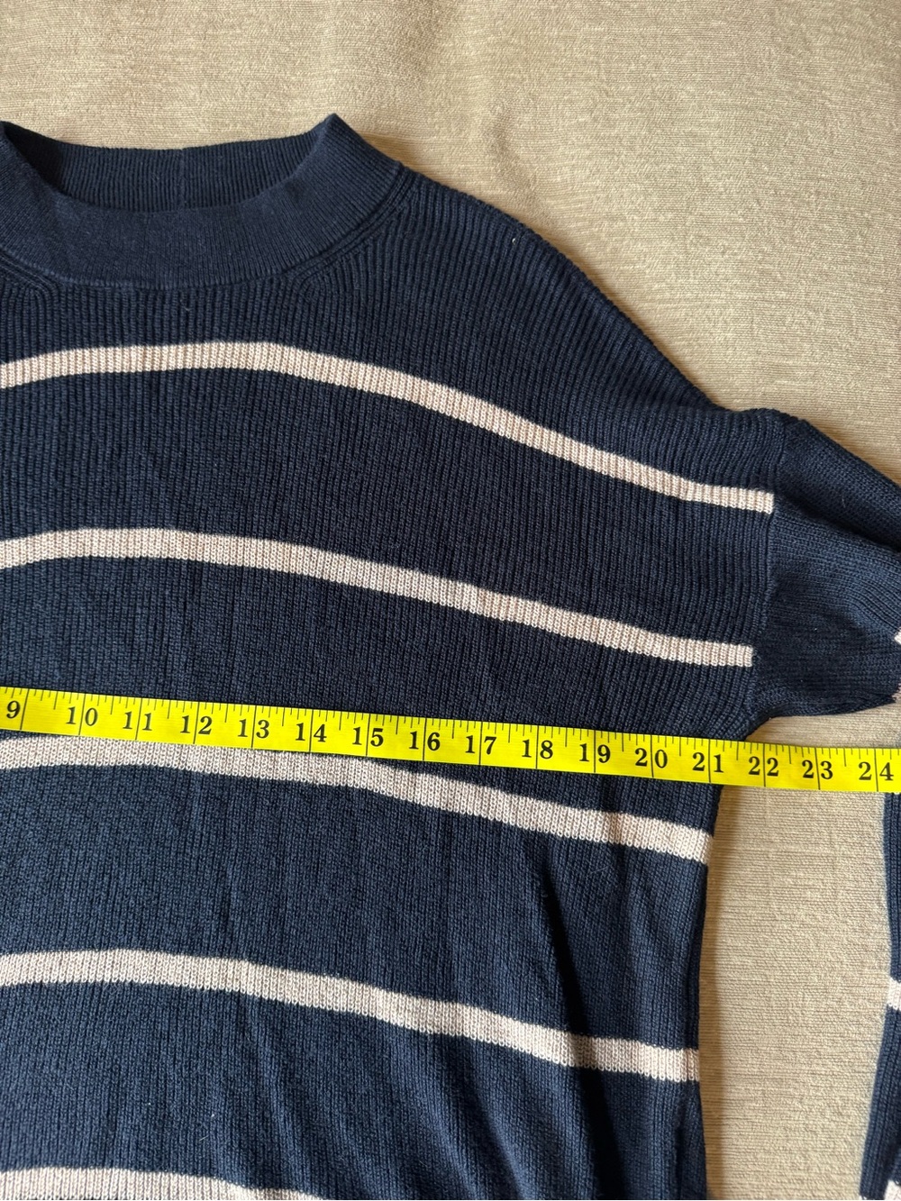 American Eagle Navy Striped Mock Neck Sweater Women’s Small Jegging fit - Picture 8 of 10